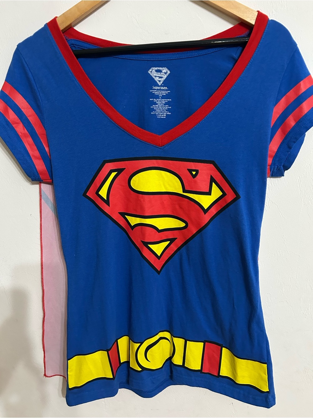 DC Comics Girls Blue, Red & Yellow Superman V-Neck Tee XL